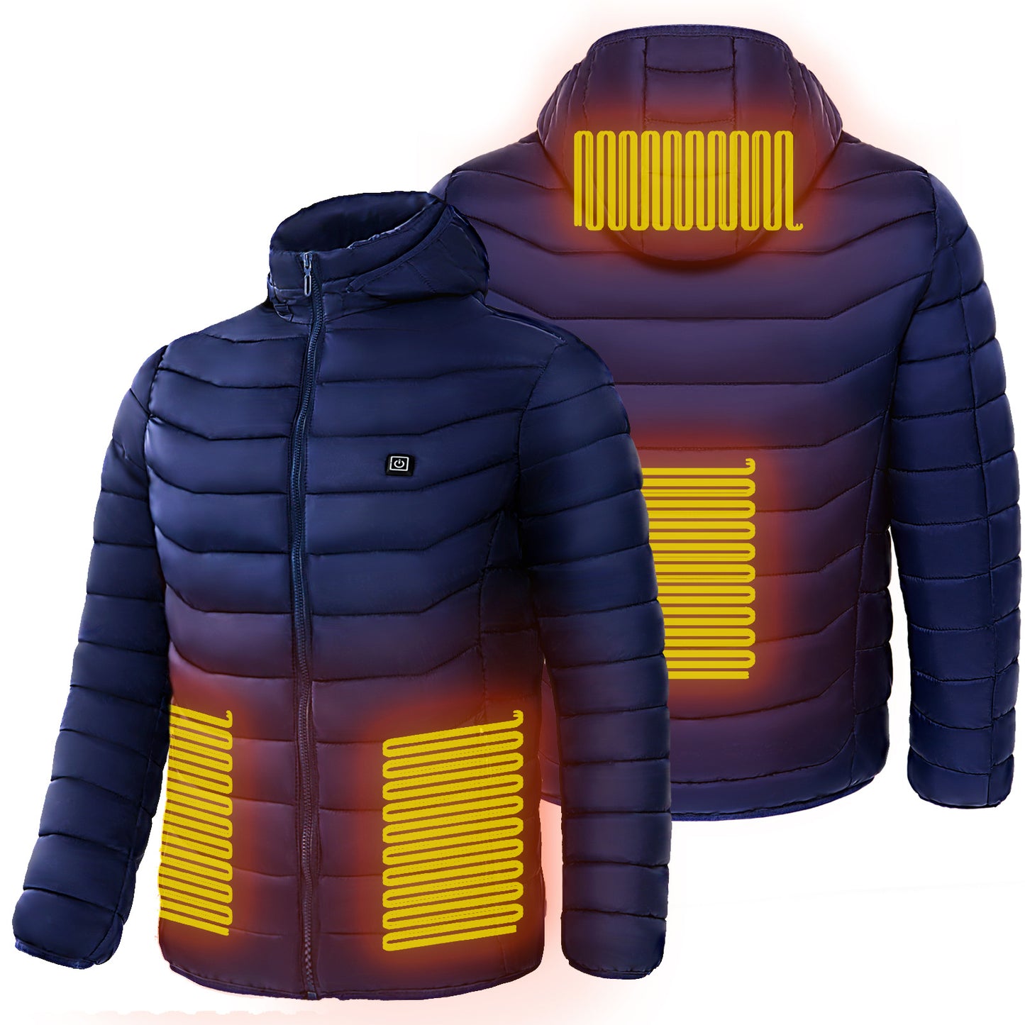 Unissex Heated Puffer Jacket | Electric Heating Coat with Insulated Hood and Windbreaker | 9 Heat Zones