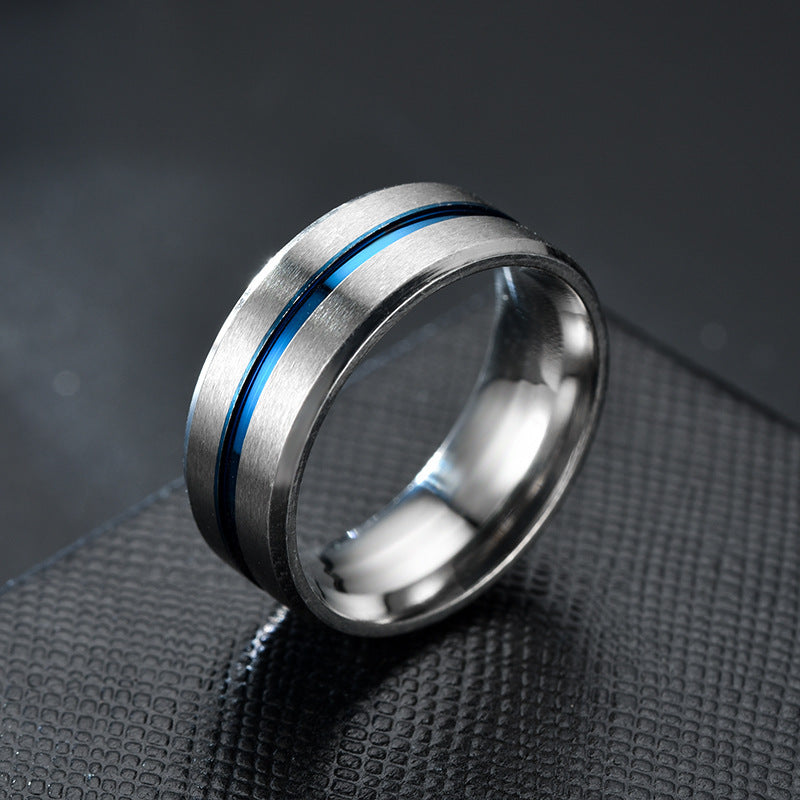 Classic 8mm Two-Tone Stainless Steel Ring for Men