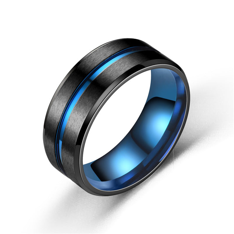 Classic 8mm Two-Tone Stainless Steel Ring for Men