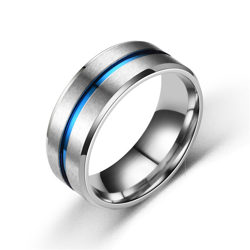 Classic 8mm Two-Tone Stainless Steel Ring for Men