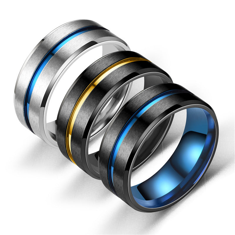 Classic 8mm Two-Tone Stainless Steel Ring for Men