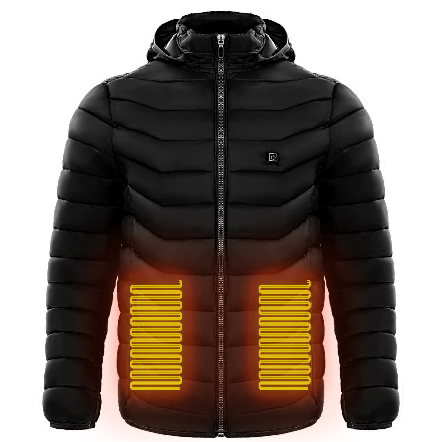 Unissex Heated Puffer Jacket | Electric Heating Coat with Insulated Hood and Windbreaker | 9 Heat Zones