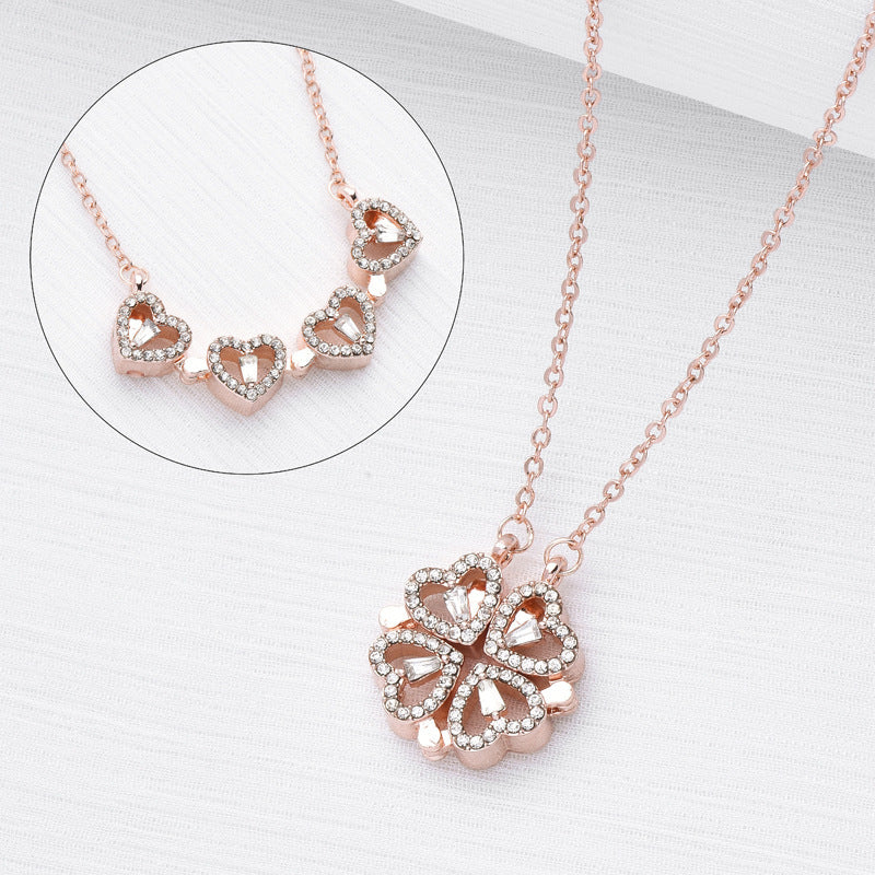 Four-Leaf Clover Openable Pendant Choker