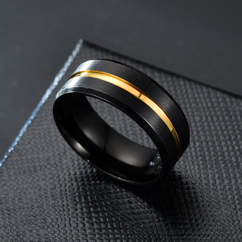 Classic 8mm Two-Tone Stainless Steel Ring for Men