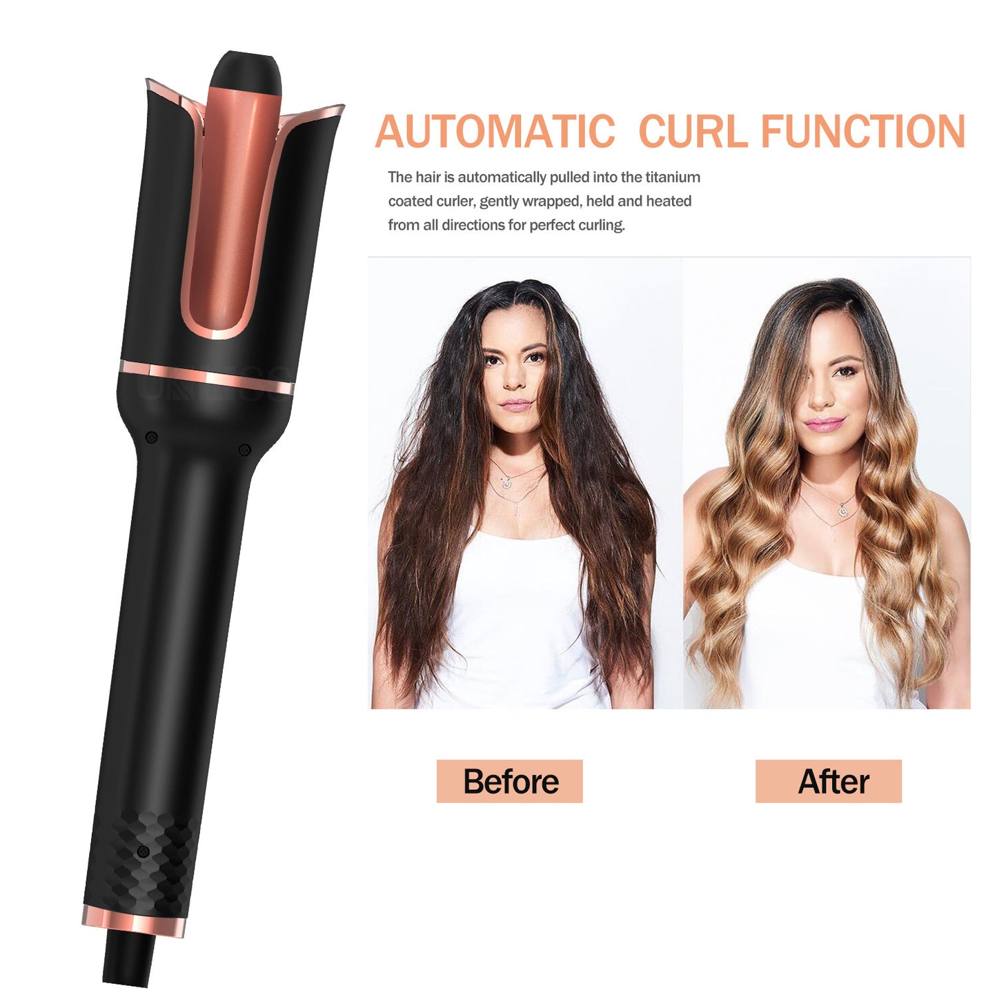 Automatic Effortless Hair
Styling with Negative Ion - Smooth, Shiny, Frizz-Free Curls