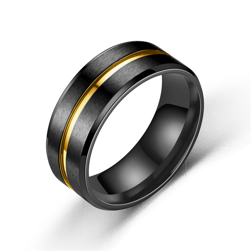 Classic 8mm Two-Tone Stainless Steel Ring for Men